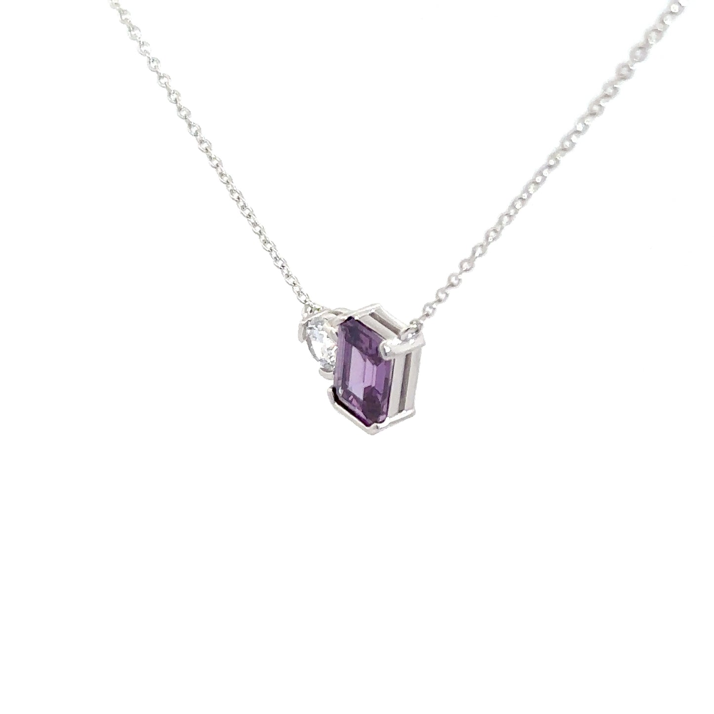 Sterling Silver Amethyst & Simulated Diamond Pendant