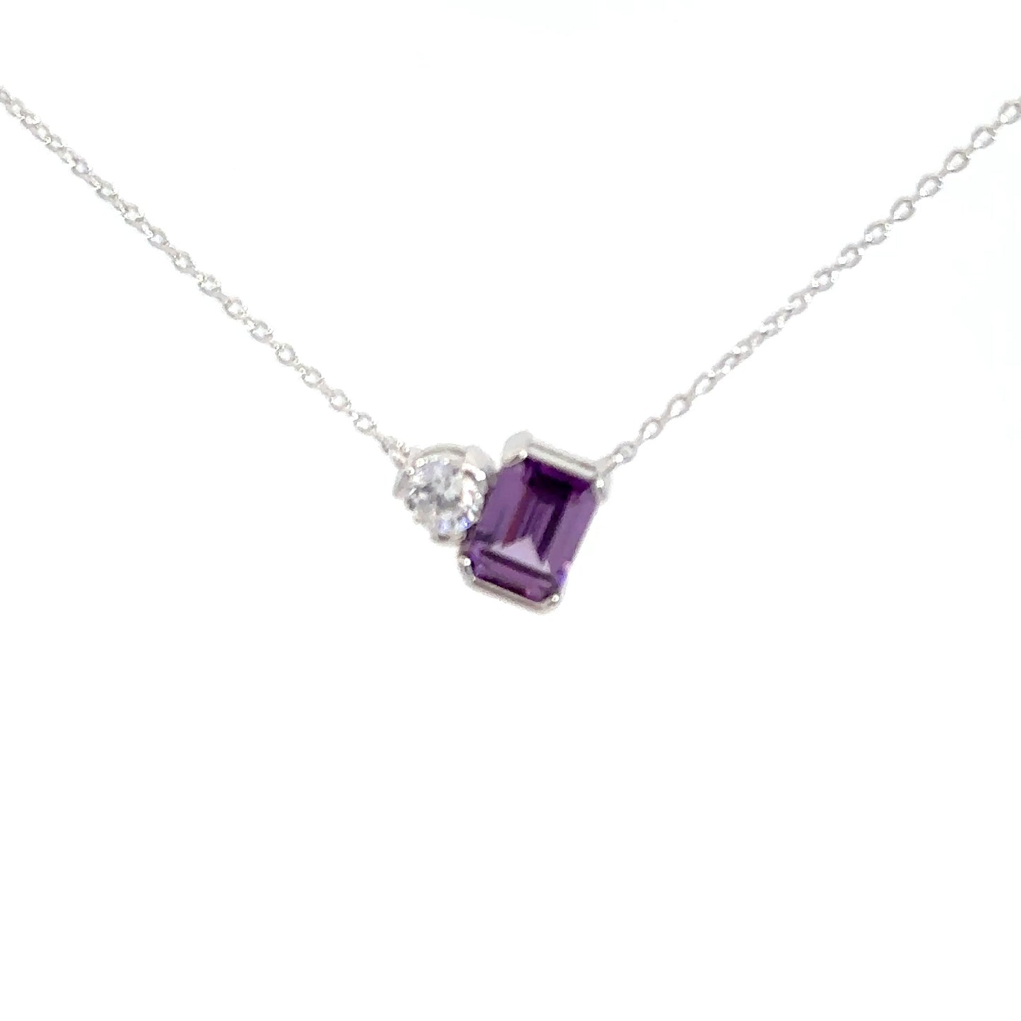 Sterling Silver Amethyst & Simulated Diamond Pendant