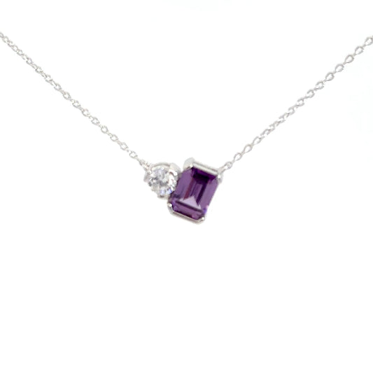 Sterling Silver Amethyst & Simulated Diamond Pendant