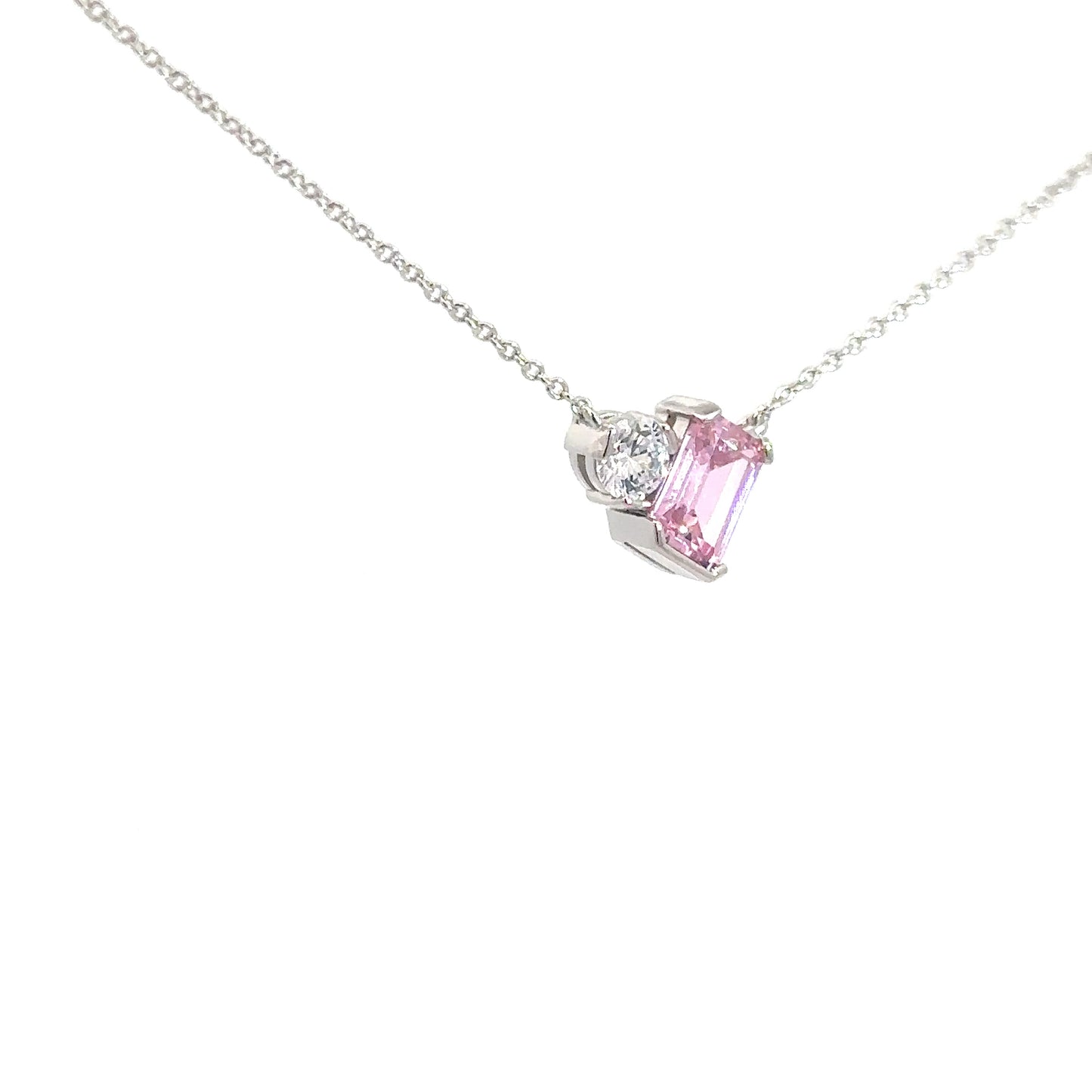 Sterling Silver Pink Topaz & Simulated Diamond Pendant