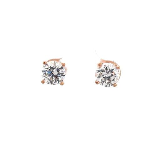 Rose Gold Plated Simulated Diamond Studs 3cttw