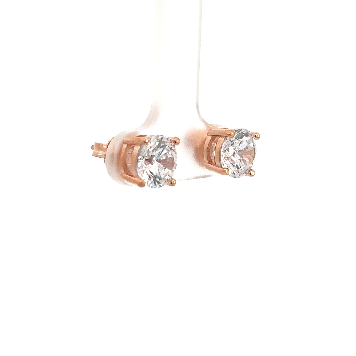 Rose Gold Plated Simulated Diamond Studs 3cttw