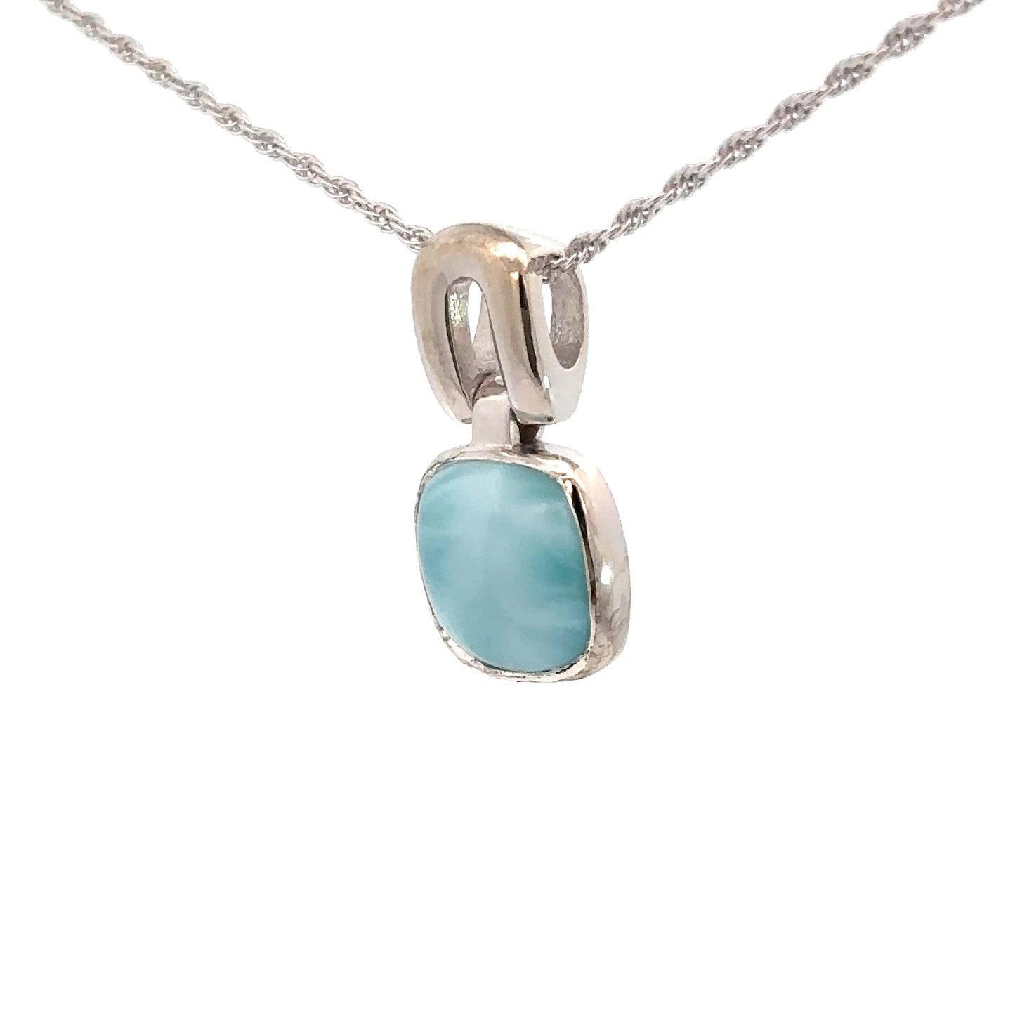 Sterling Silver Larimar Chain Link Pendant