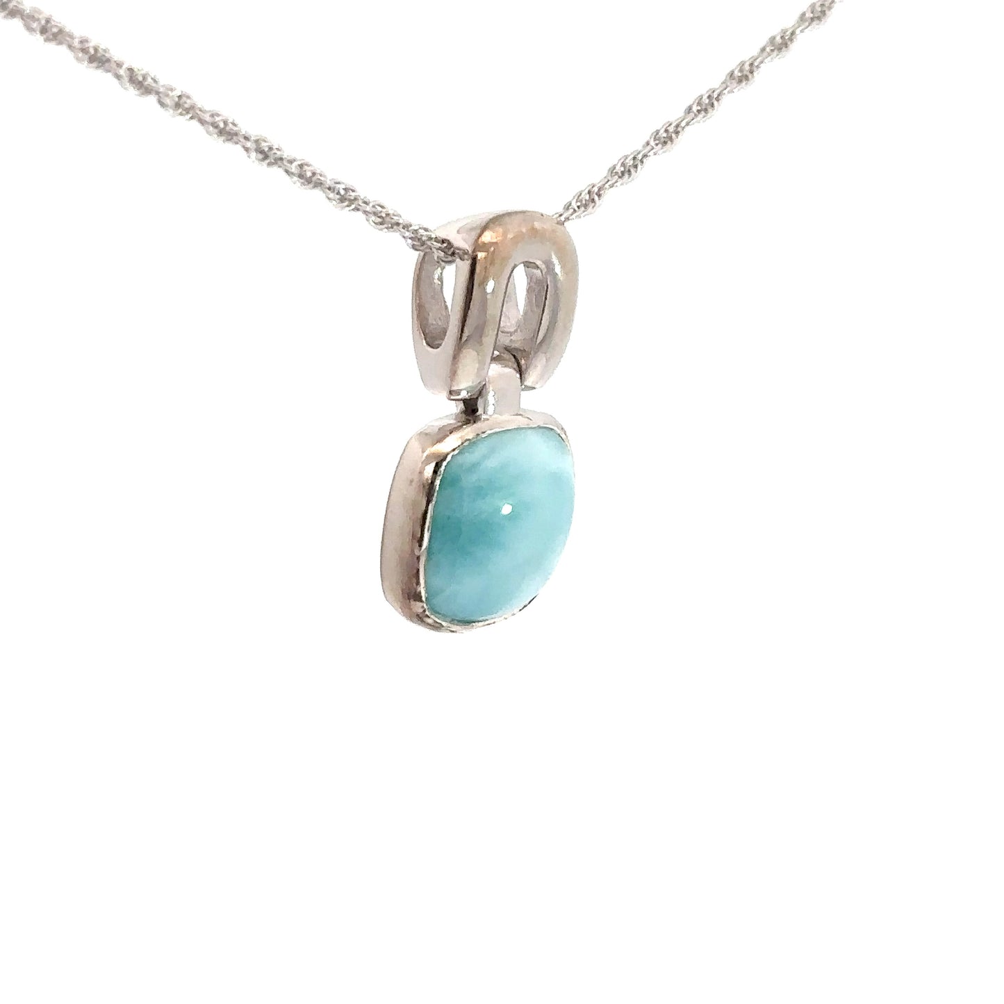 Sterling Silver Larimar Chain Link Pendant