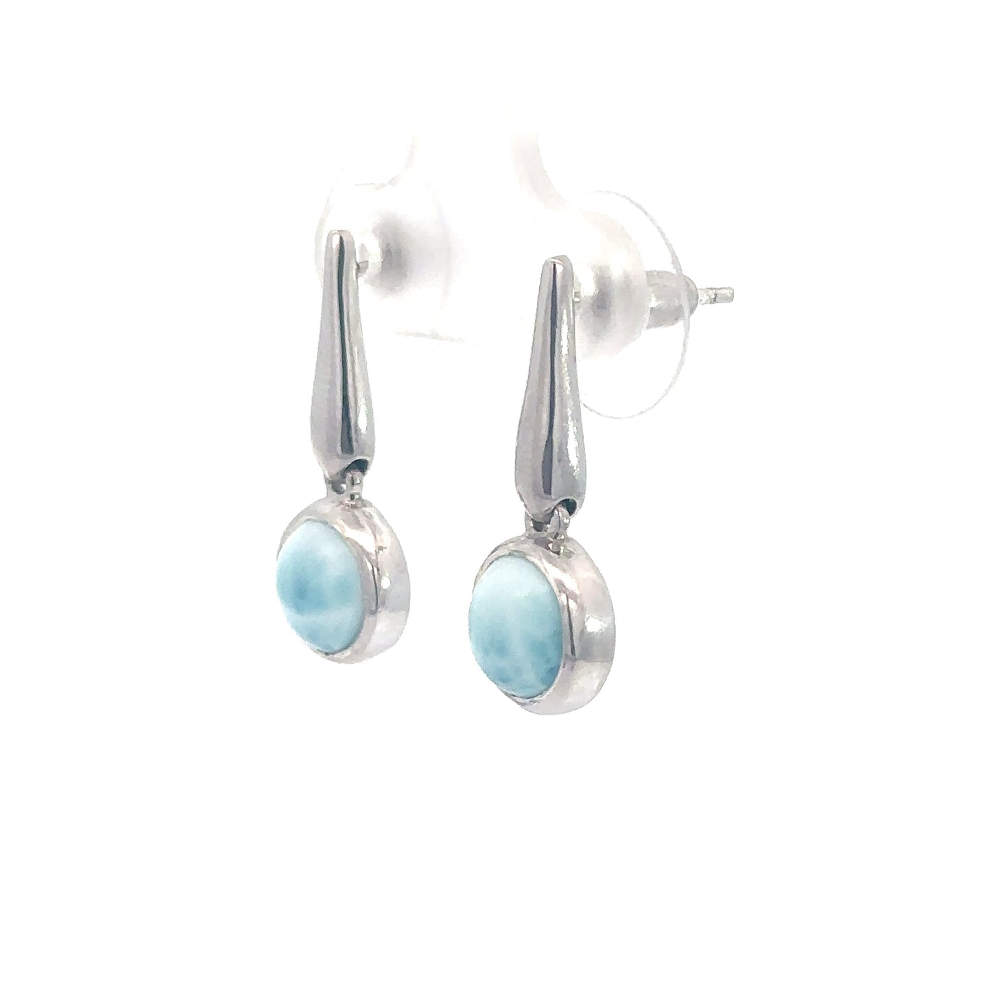 Sterling Silver Drop Larimar Earrings
