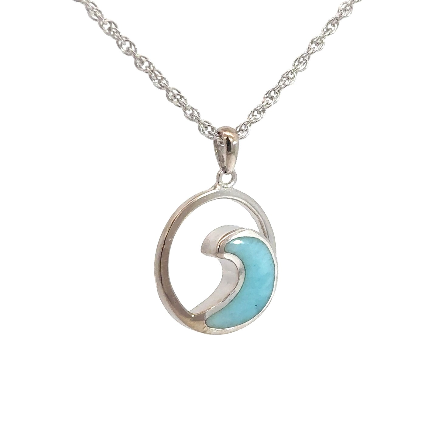 Sterling Silver Larimar Wave Pendant