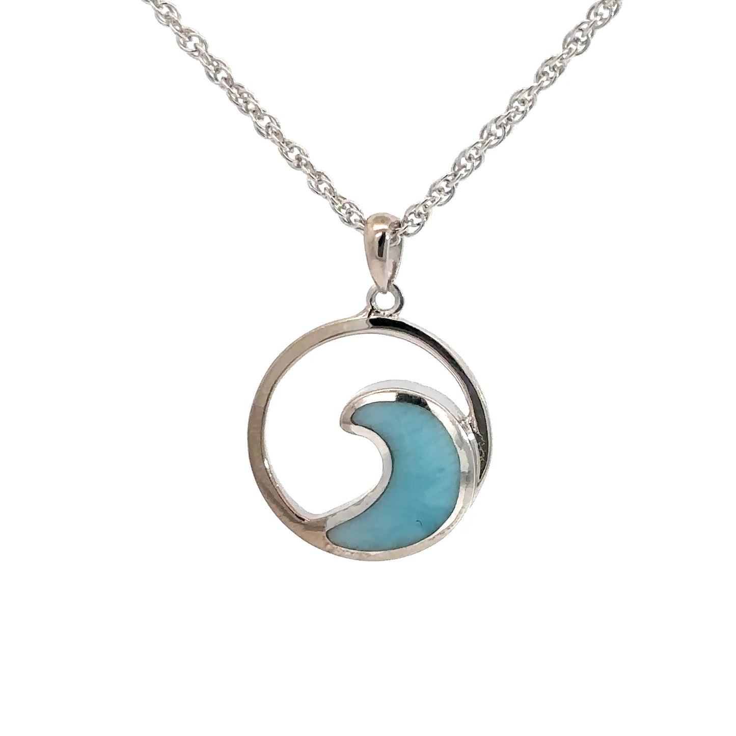 Sterling Silver Larimar Wave Pendant