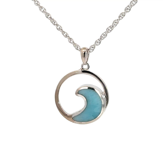 Sterling Silver Larimar Wave Pendant