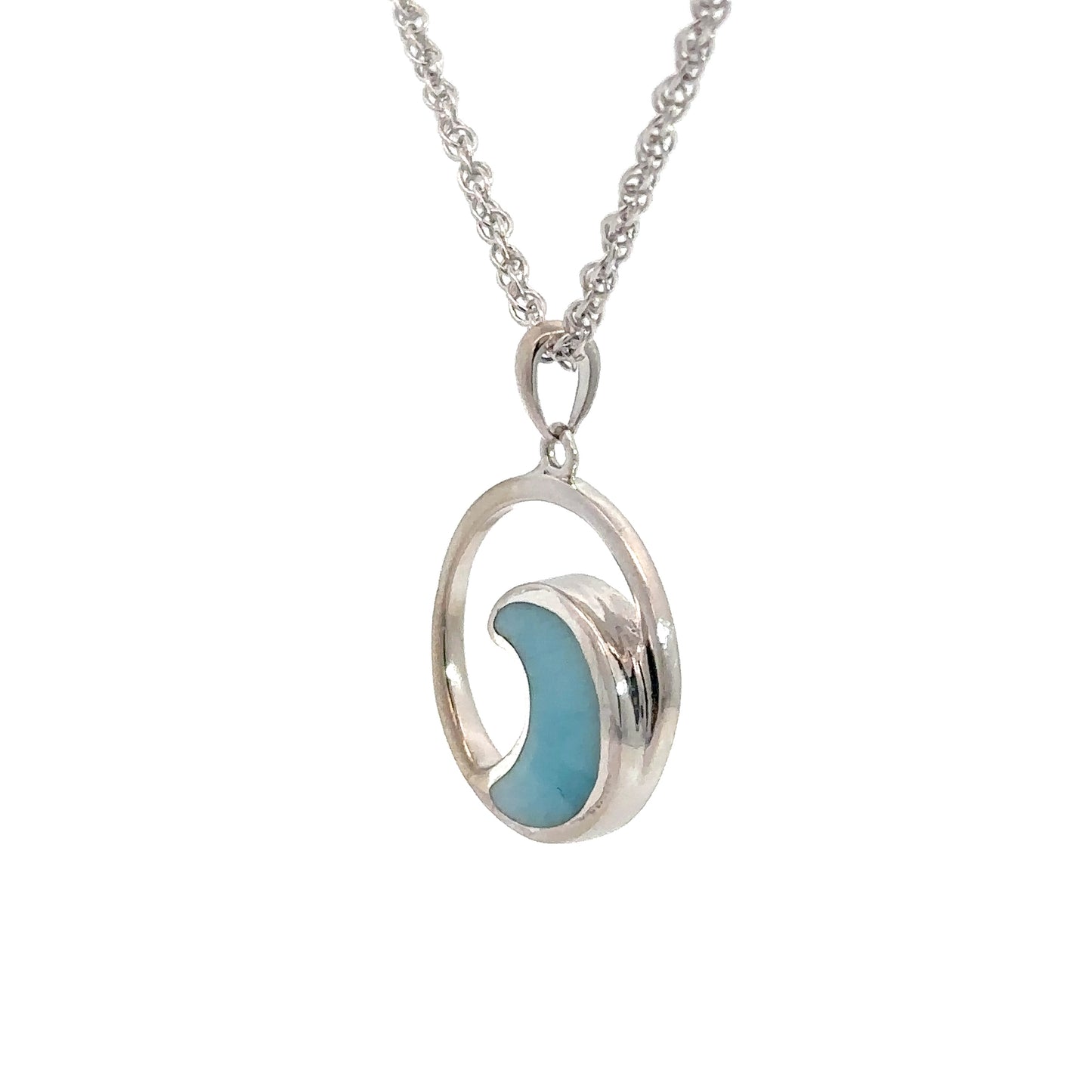 Sterling Silver Larimar Wave Pendant