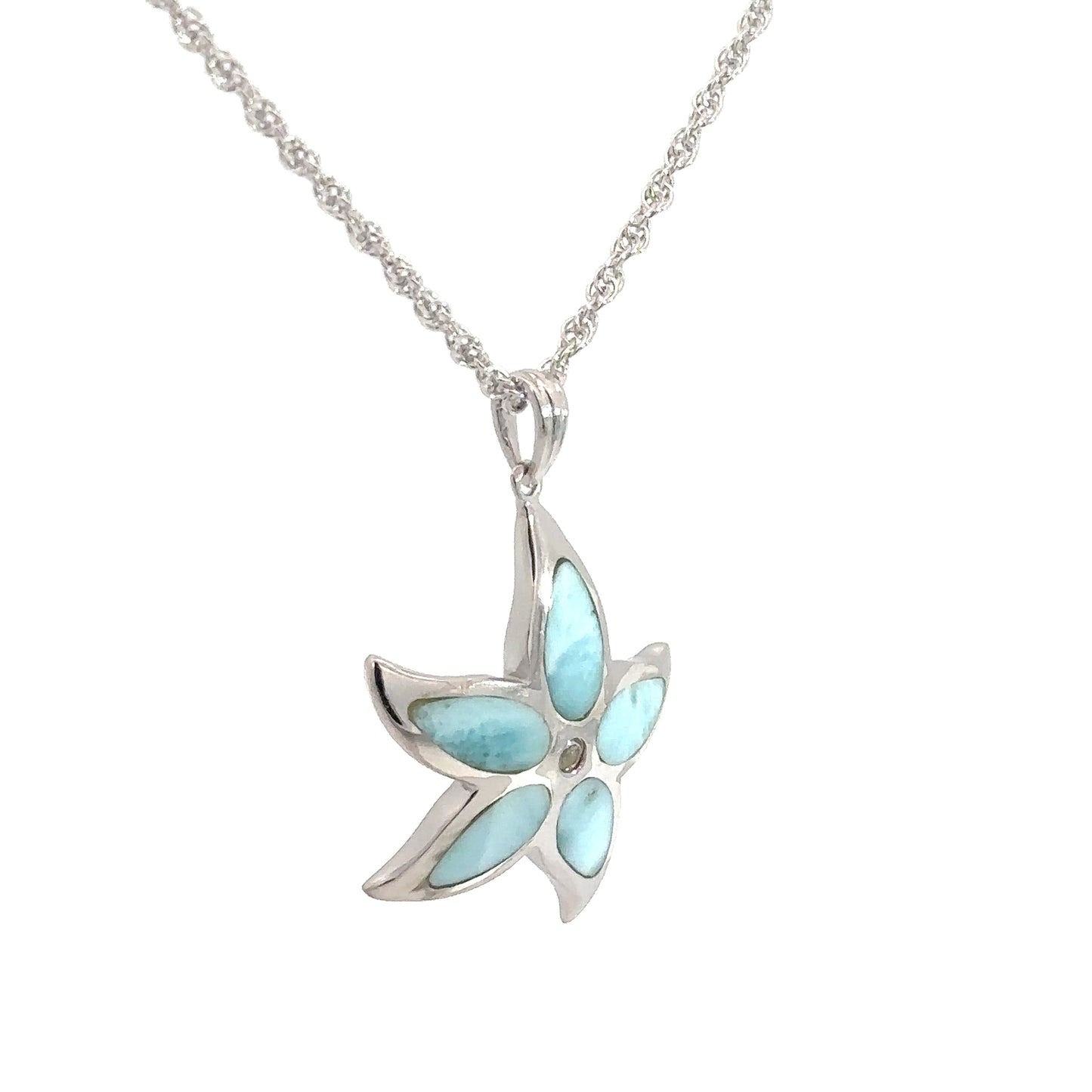 Sterling Silver Larimar Starfish Pendant