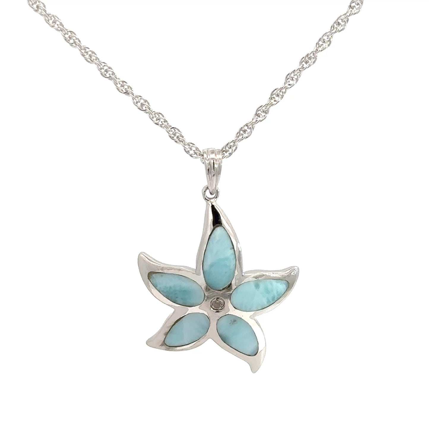 Sterling Silver Larimar Starfish Pendant