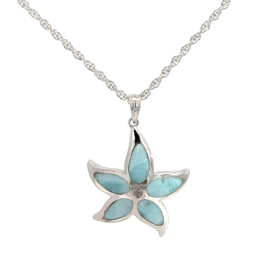 Sterling Silver Larimar Starfish Pendant