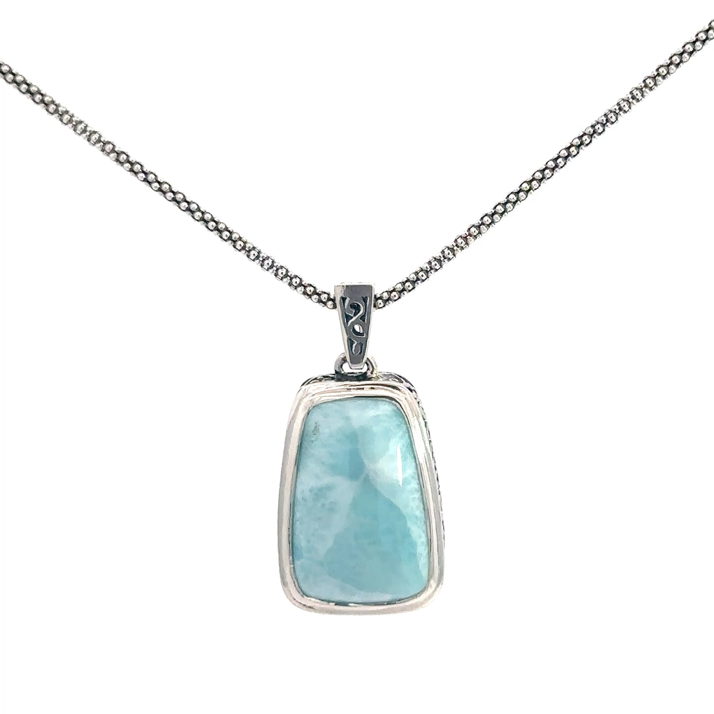 Sterling Silver Rectangular Larimar Pendant