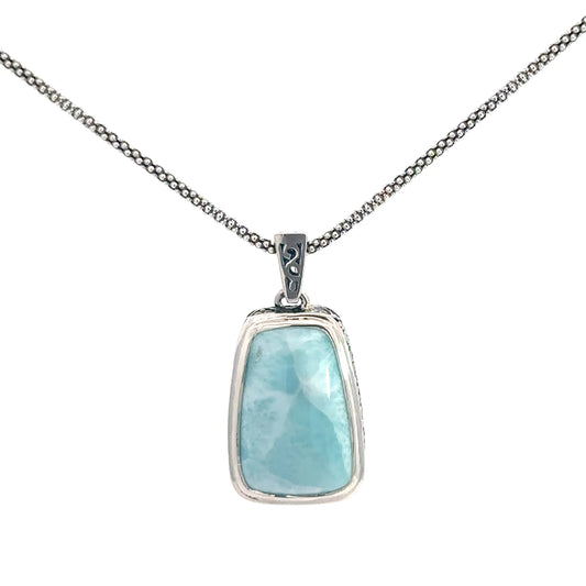 Sterling Silver Rectangular Larimar Pendant
