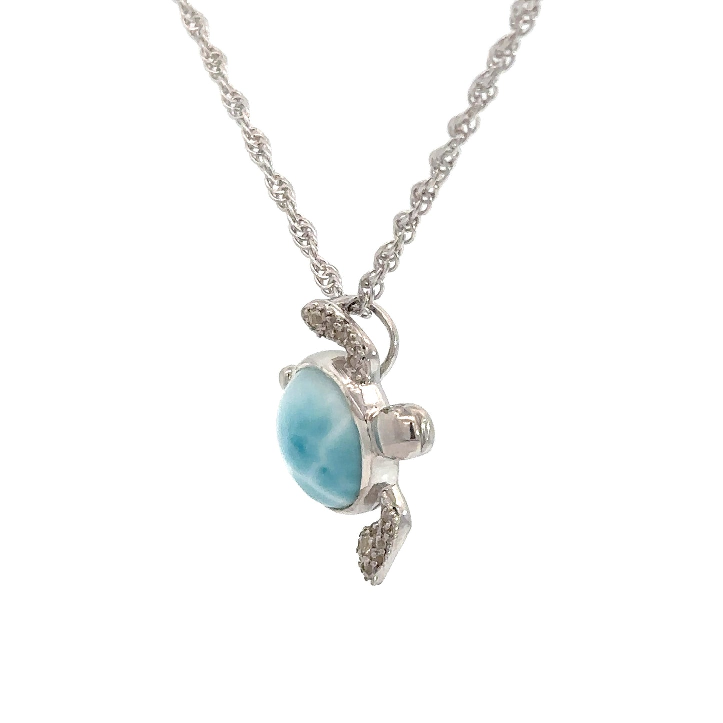 Sterling Silver Larimar Turtle Pendant