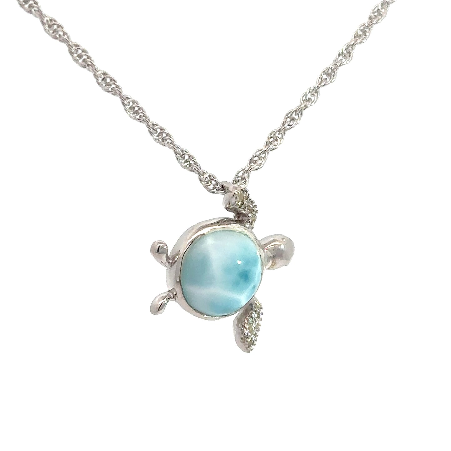 Sterling Silver Larimar Turtle Pendant