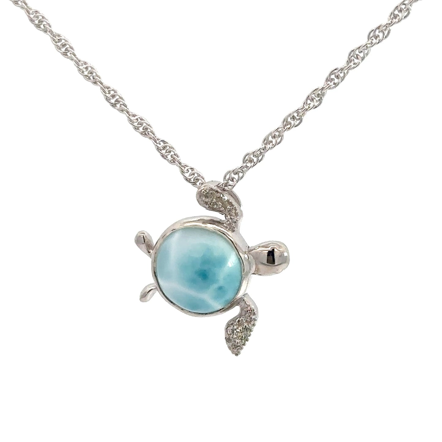 Sterling Silver Larimar Turtle Pendant