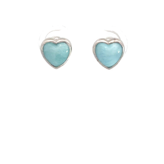 Sterling Silver Heart Larimar Earrings