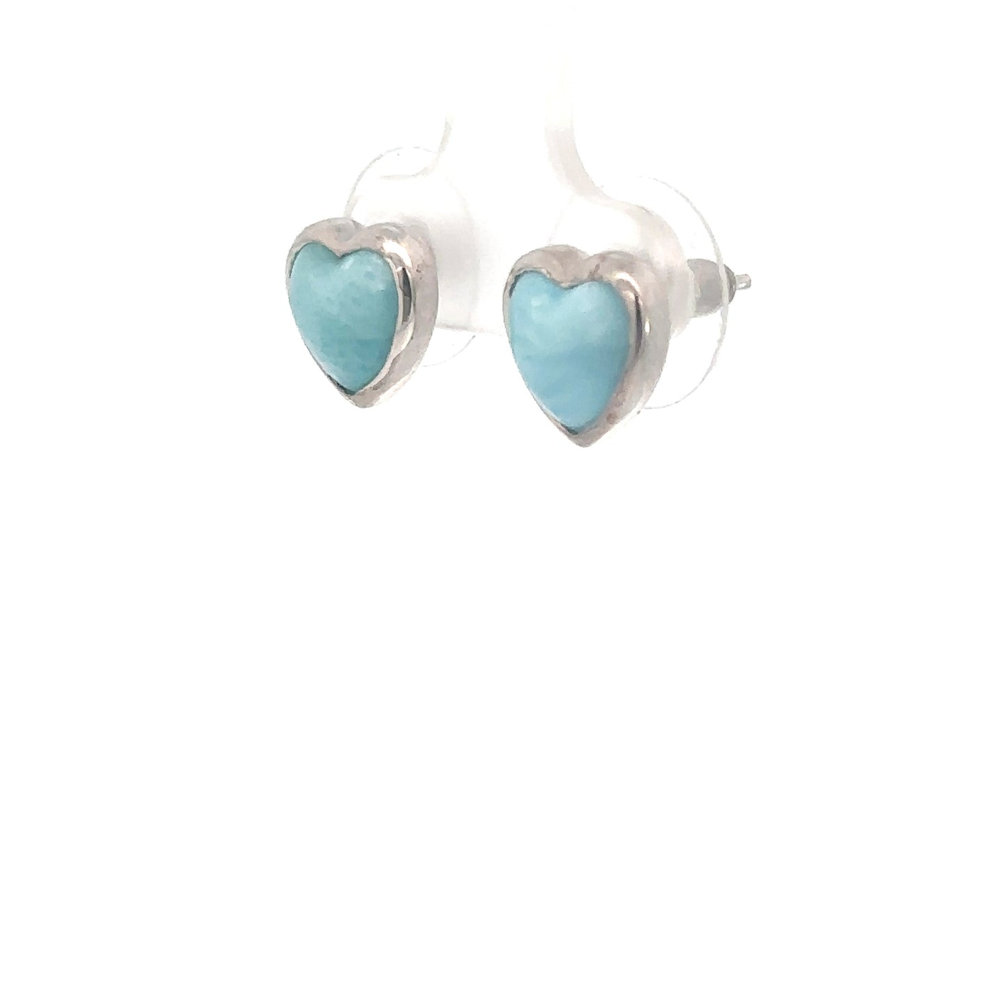 Sterling Silver Heart Larimar Earrings