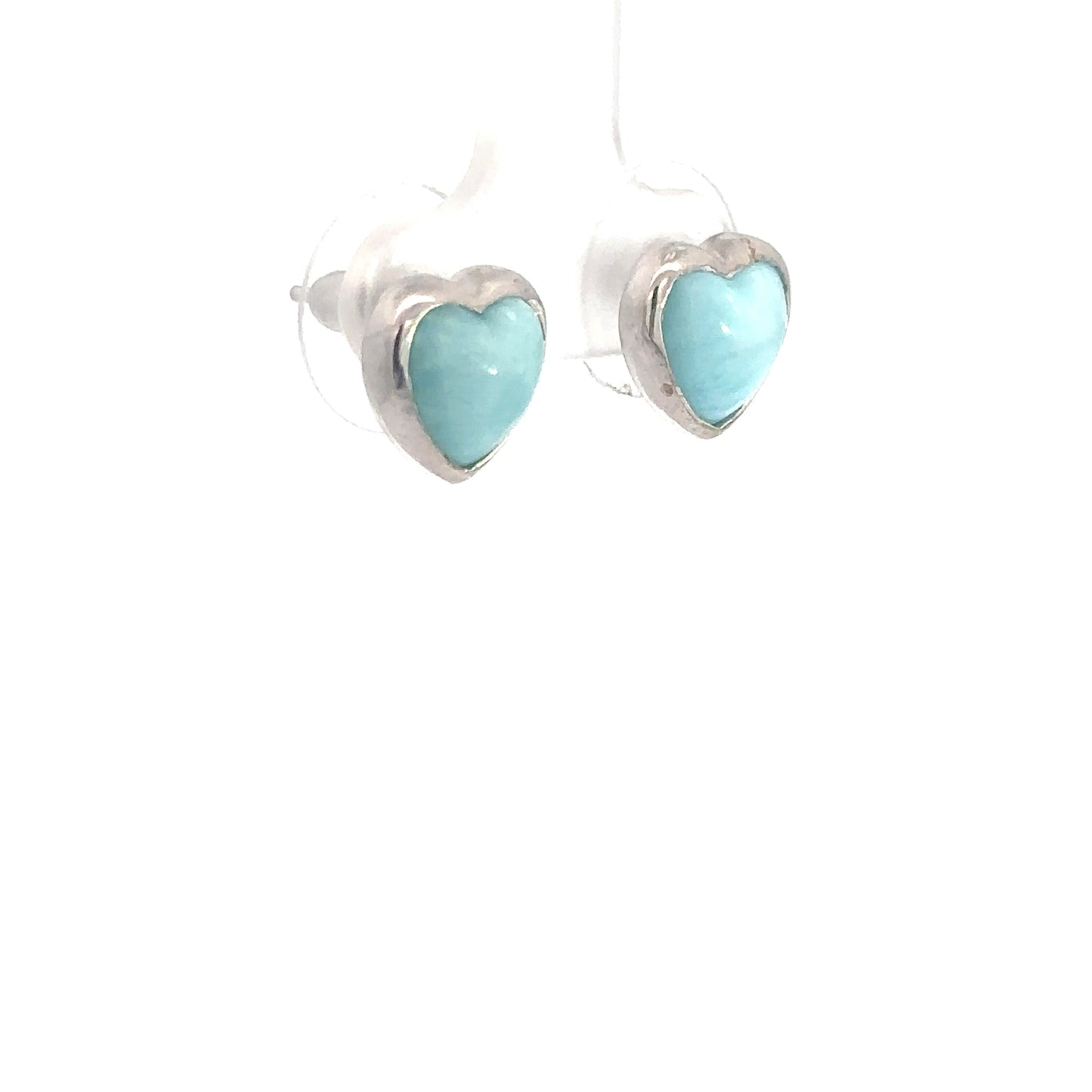 Sterling Silver Heart Larimar Earrings