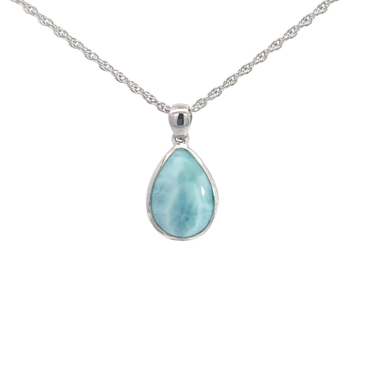 Sterling Silver Pear Shaped Larimar Pendant