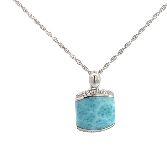 Sterling Silver Square Larimar Pendant