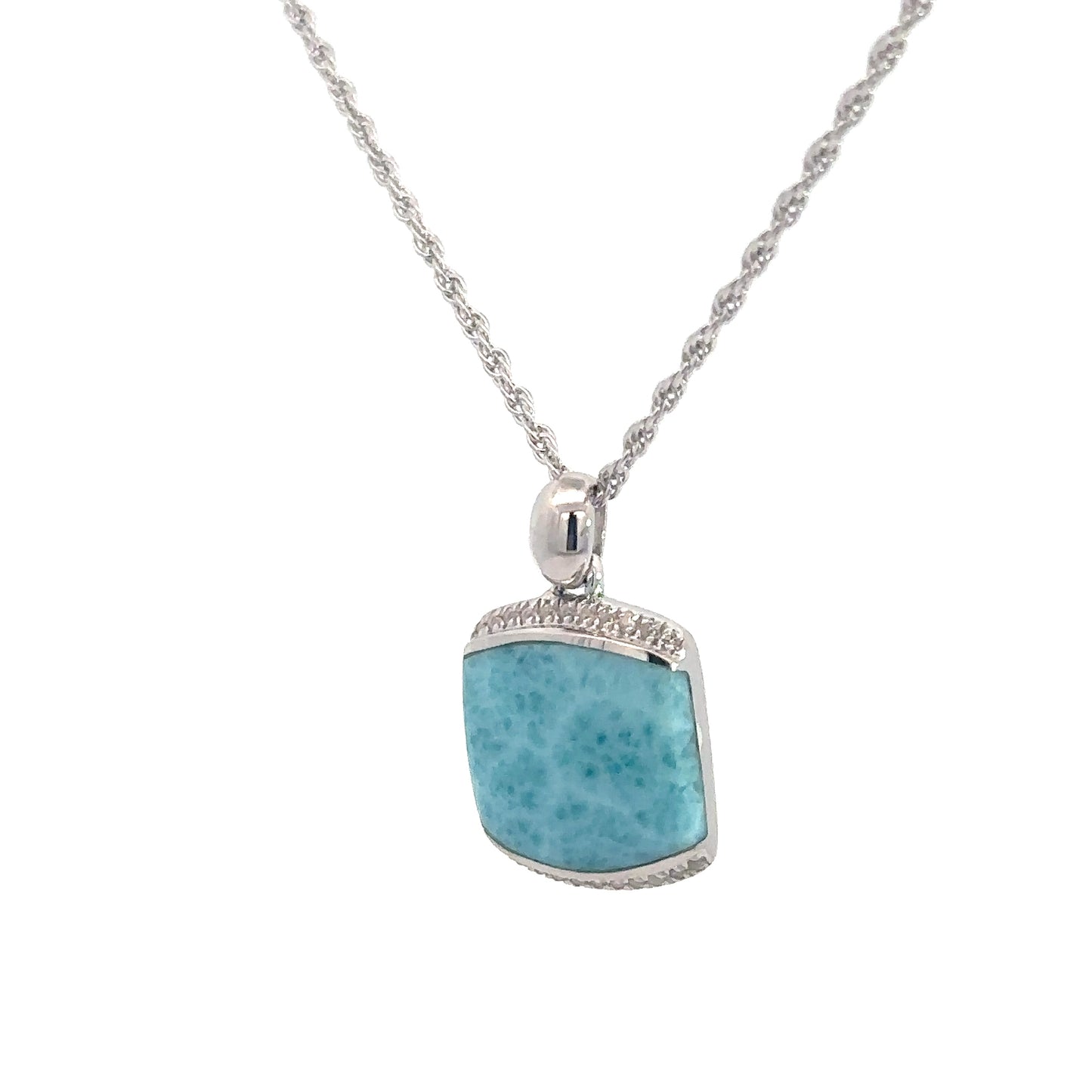 Sterling Silver Square Larimar Pendant