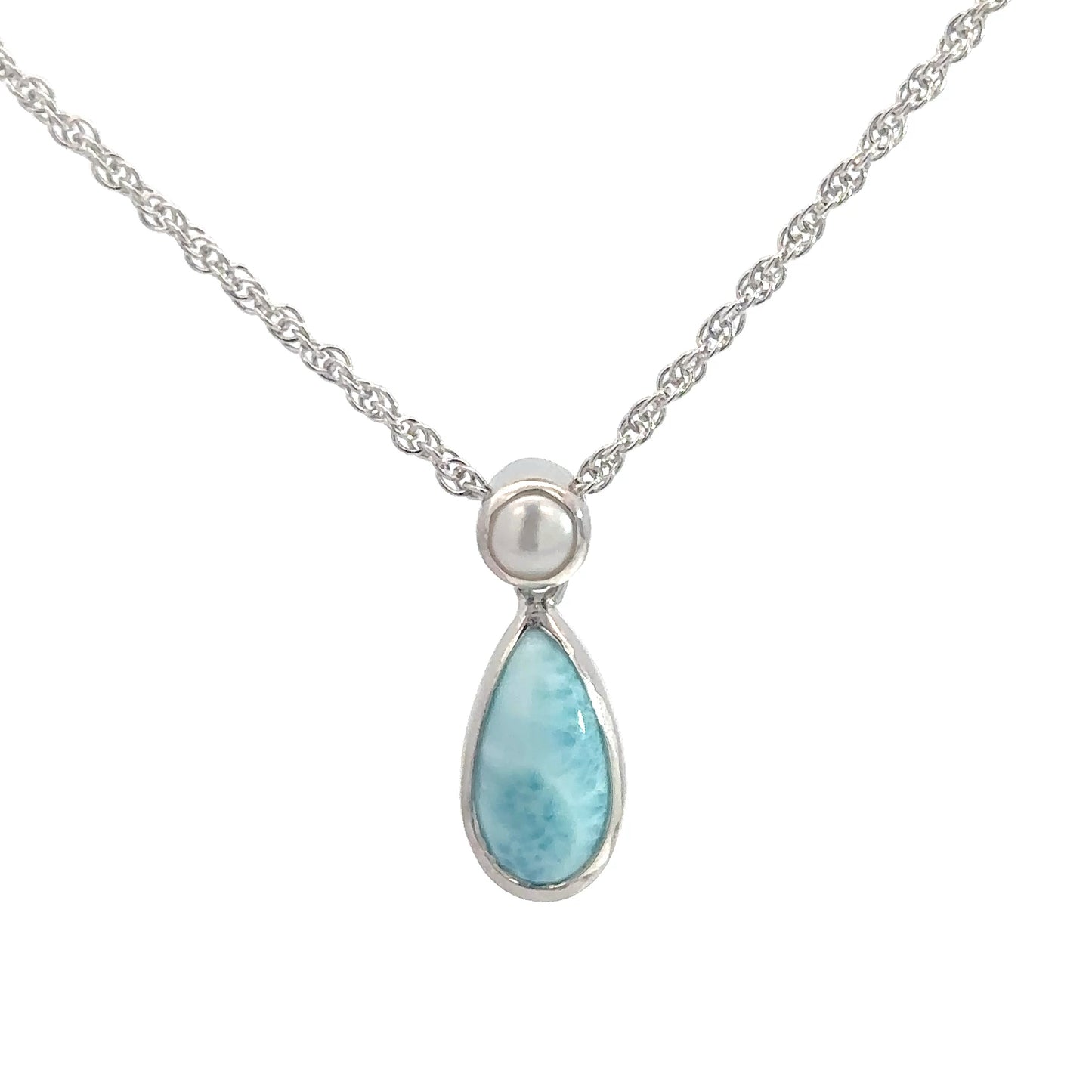 Sterling Silver Larimar Drop Pendant