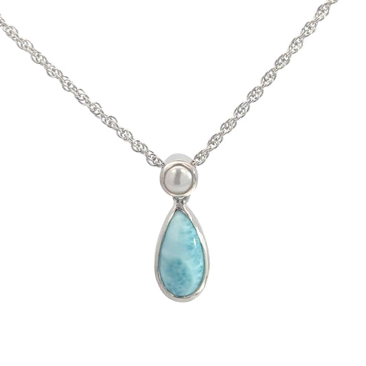 Sterling Silver Larimar Drop Pendant