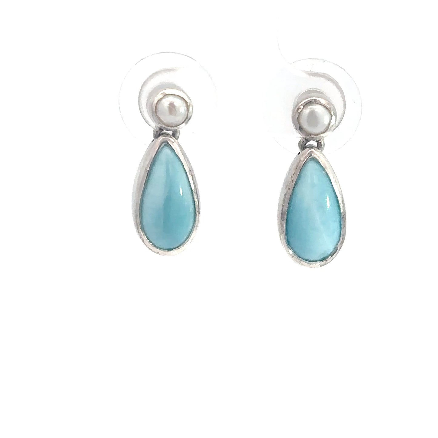 Sterling Silver Teardrop Larimar Earrings