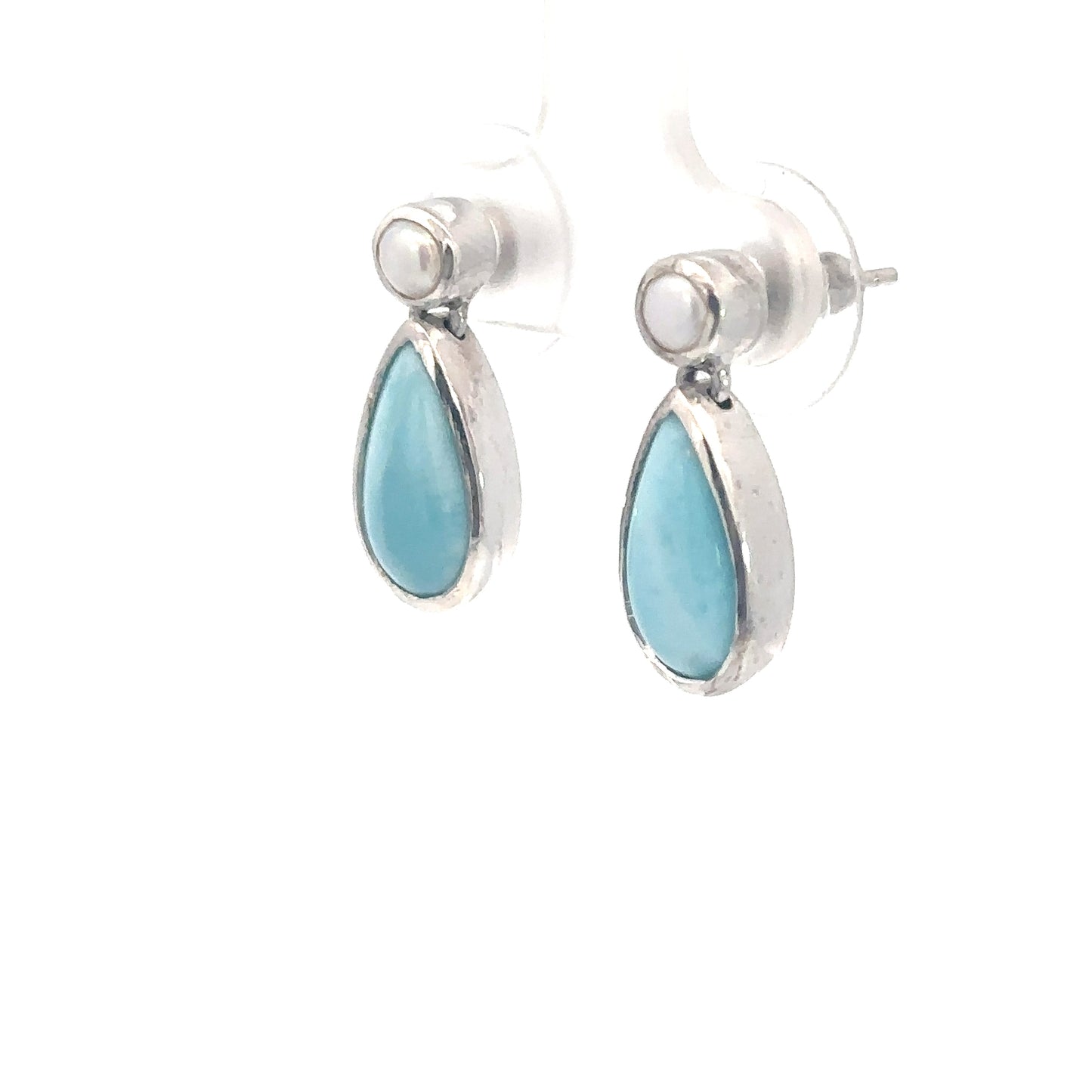 Sterling Silver Teardrop Larimar Earrings