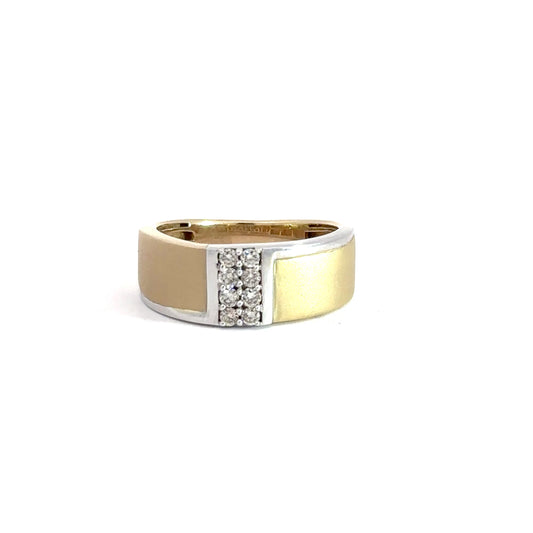 14k Yellow & White Gold Mens Diamond Ring