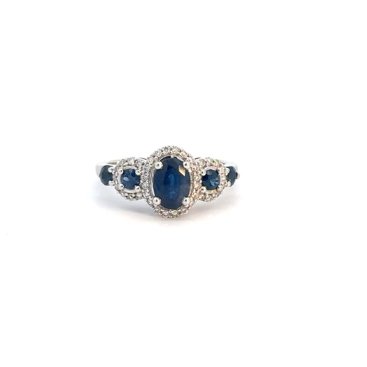 14k White Gold Sapphire & Diamond Ring