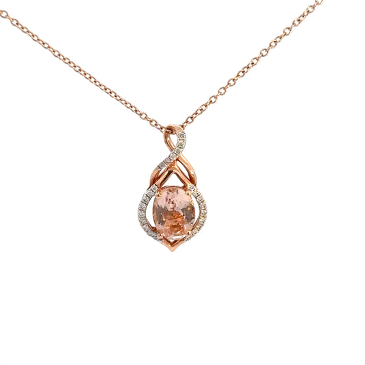 14k Rose Gold Diamond & Morganite Pendant