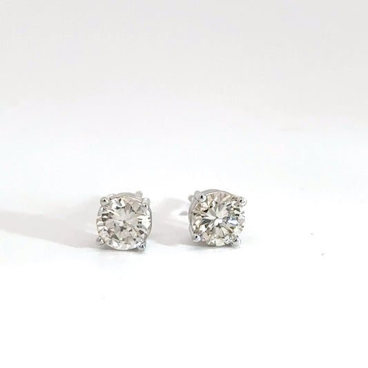 14k White Gold 1.01cttw Diamond Solitaire Earrings