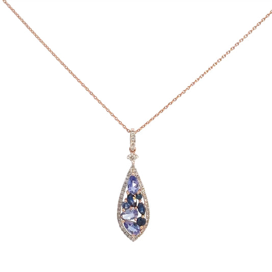 14k Rose Gold Sapphire & Tanzanite Pendant