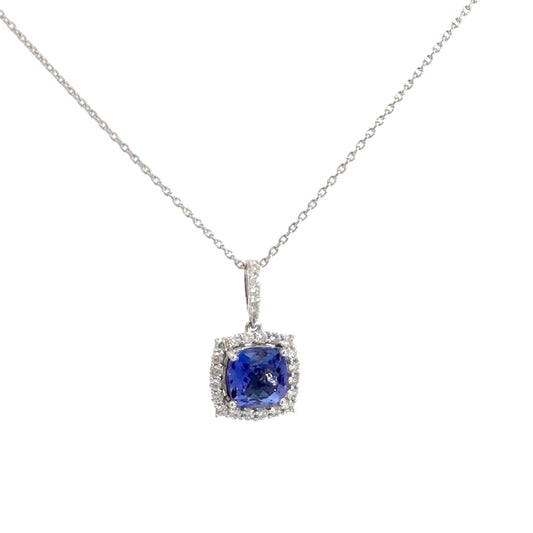 14k White Gold Tanzanite & Diamond Pendant