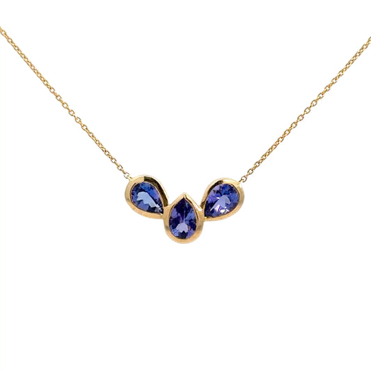 14k Yellow Gold 3 Tanzanite Pendant