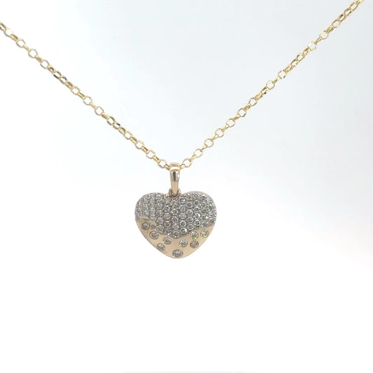 14k Yellow Gold Diamond Heart 1/2cttw