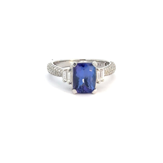 14k White Gold Tanzanite & Diamond Ring