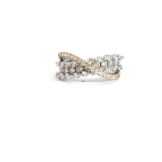 14k Two Toned Yellow & White Criss Cross 1 7/8cttw Diamond Band