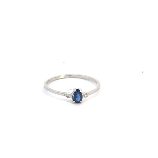14k White Gold Sapphire & Diamond Ring