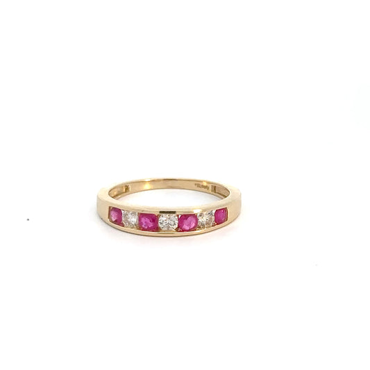 14k Yellow Gold Ruby & Diamond Ring