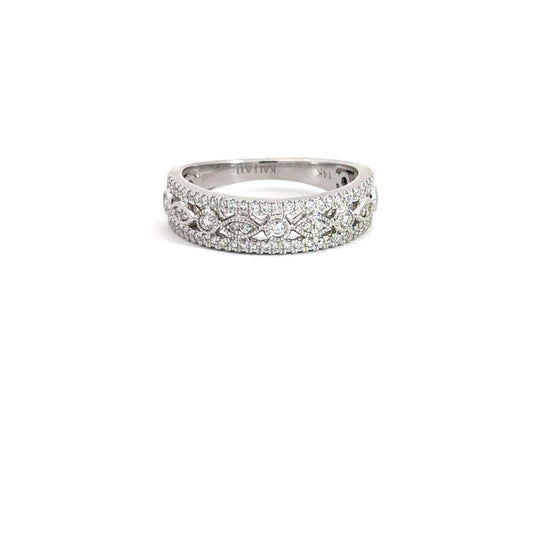 14k White Gold .50cttw Diamond & Milgrain Ring