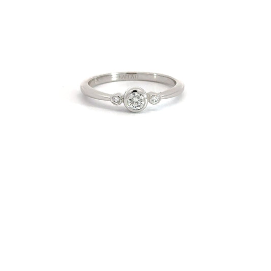 14k White Gold 3 Bezel Diamond Ring .25cttw