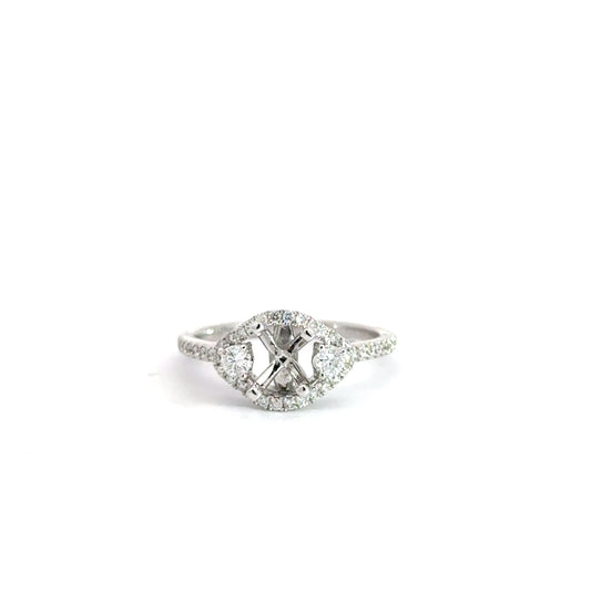 14k White Gold Semi Set Diamond Ring 5/8cttw