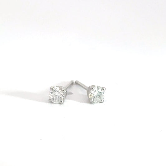 14k White Gold .49cttw Diamond Solitaire Earrings