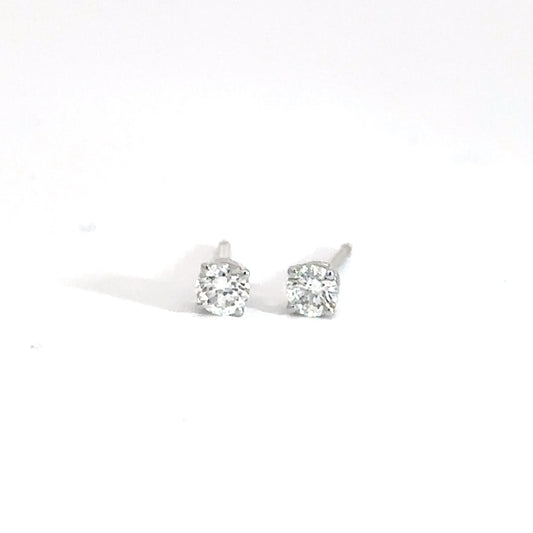 14k White Gold .26cttw Diamond Solitaire Earrings