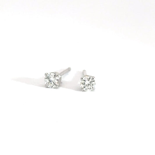 14k White Gold .26cttw Diamond Solitaire Earrings