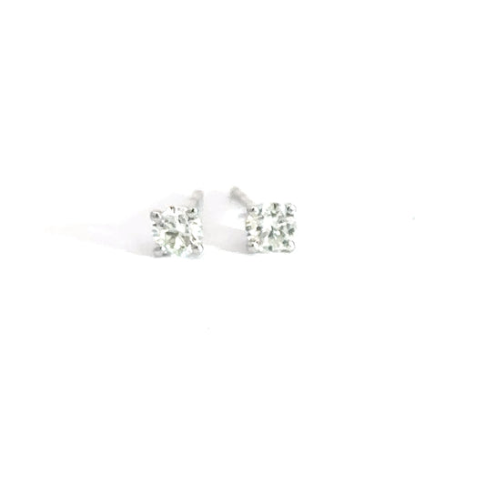 14k White Gold Diamond Solitaire Earrings .32cttw